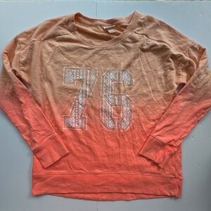 Mossimo orange-ombré ‘76’ long sleeve crewneck sweatshirt women’s XL. Very soft!
